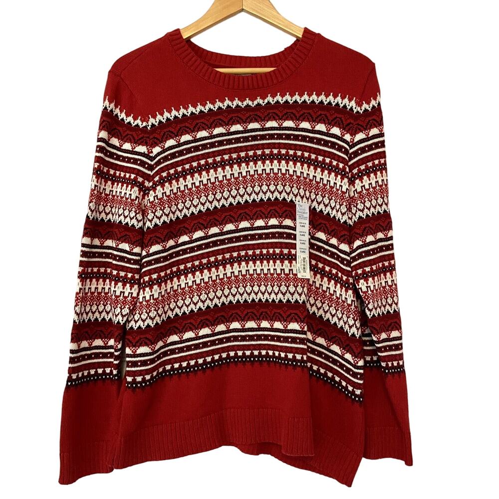 NWT Croft & Barrow Christmas Sweater XL Red Christmas Holiday Fair Isle Knit